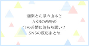 極楽とんぼの山本とAKBの西野の年の差婚に気持ち悪い？SNSの反応をまとめ